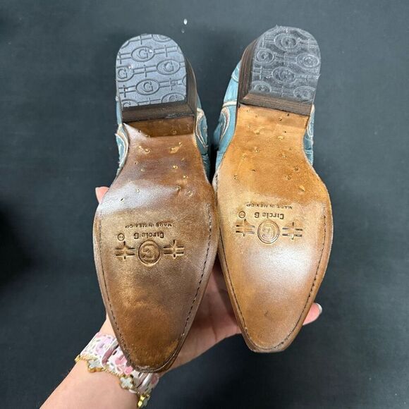 New Circle G Corral L6068 Light Blue Distressed Snip Toe Boots 5.5 - Picture 5 of 6